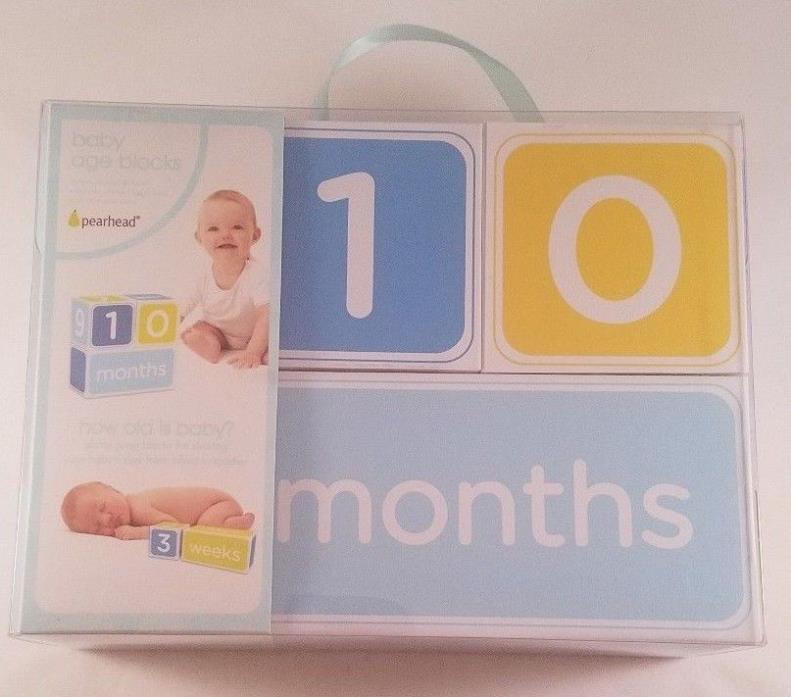 Baby Age Blocks PearHead Blue Photo Sharing Keepsake Milestone Prop