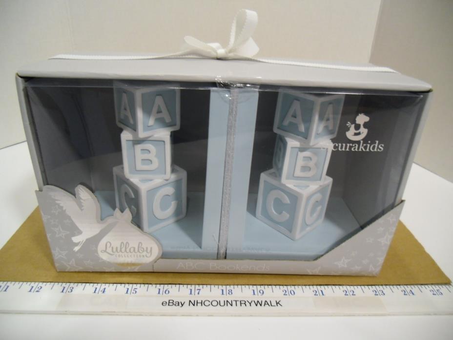 Sicurakids Lullaby Collection ABC Blocks Light Blue Bookends - NEW IOB