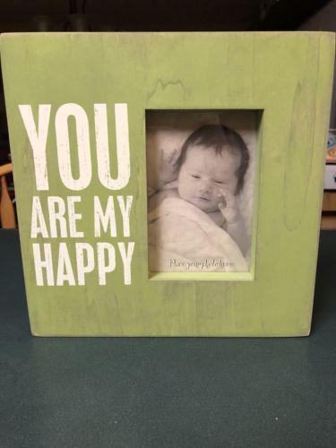New Primitives by Kathy Baby Box Picture Frame, You Are My Happy, Green