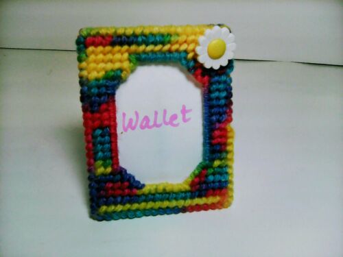 Handmade Plastic Canvas Girls Wallet Frame W/ Daisy Decor