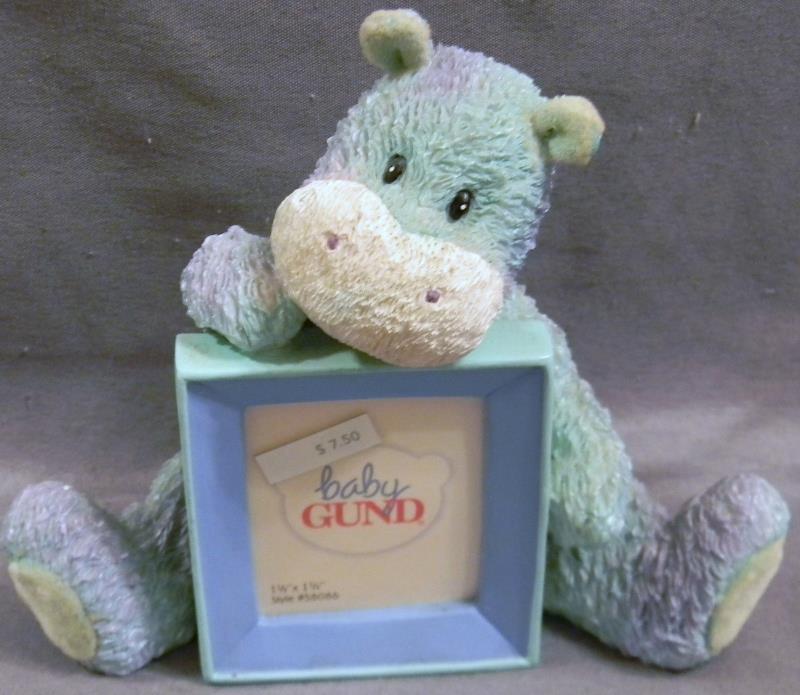 Baby Gund Hippo Picture Frame Nursery Decor Neutral Color Purple Green NEW