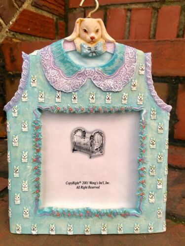 Baby Outfit Picture Frames Blue Features A Rabbit Heavy Resin