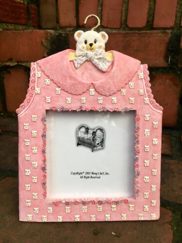 Baby Outfit Picture Frames Pink Features A Bear Heavy Resin