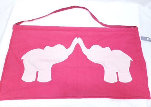 Kate Quinn Organic Baby Girl Nursery Wall Art Decor Pink Elephants 16×30 NEW