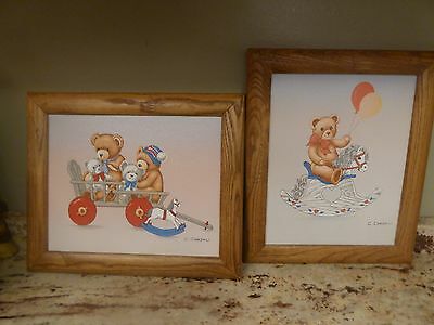 Pair C. Carson certified oil nursery Teddy bear prints