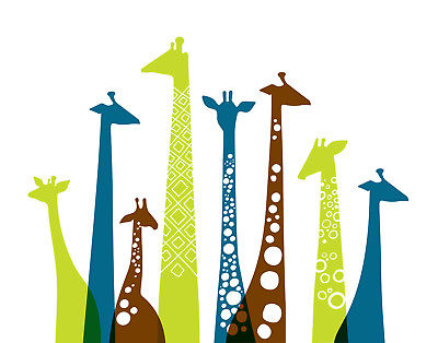 Evive Designs Giraffes Landscape Paper Print Art