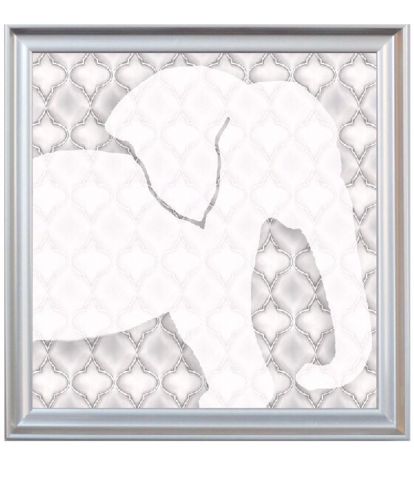 Doodlefish Art Elephant Silhouette Frammed 16.5” X 16.5” X 1.25”