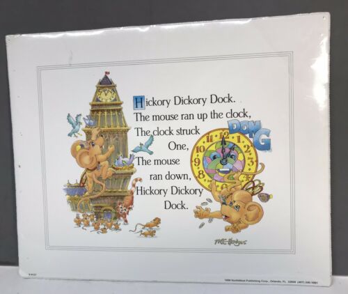 Vintage Nursery Rhyme Lithograph Hickory Dickory Dock By ME Hodges 8 x 10