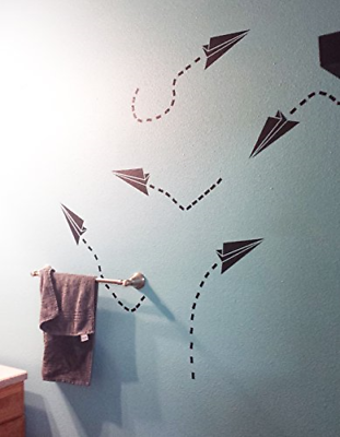 Wall Decor Plus More WDPM2511 Paper Airplane Boys Wall Sticker for Room Black, 6