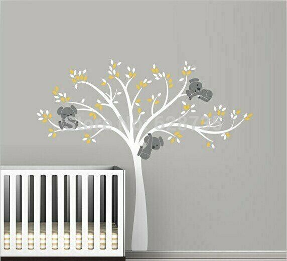 Koala Tree Wall Decal Flying Birds Cuteness Wall Decor Nursery Kids Room Baby