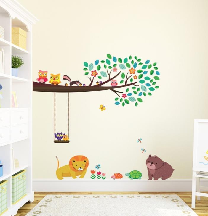 NEW Decowall Large Branch & Owls Wall Stickers Baby Nursery Child - US Seller
