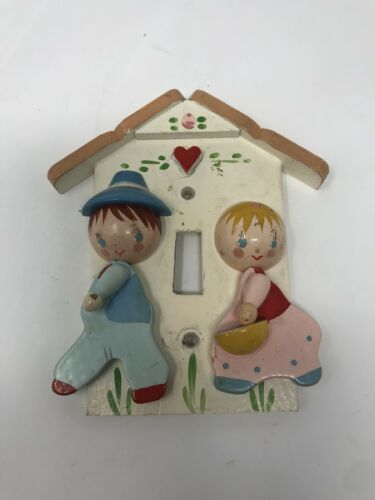 Vintage Irmi Wooden Nursery Plastics Inc Switch Plate Light Cover Boy Girl Wood