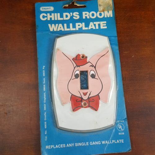 Vintage Switch Plate Pink Elephant nursery light cover children's room decor