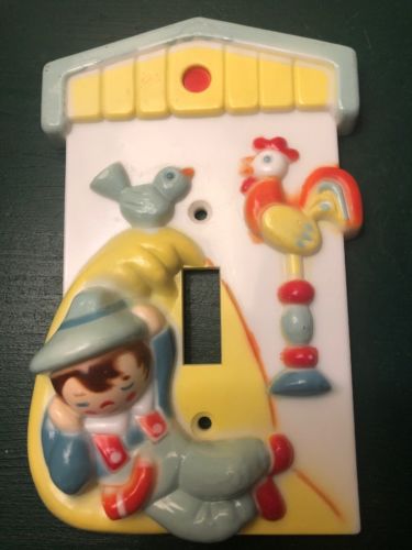 Vintage 1960's Little Boy Blue Switchplate Nursery Switch Plate Cover