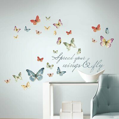 Lisa Audit Butterfly Quote Watercolor Wall Decals 28 Stickers Butterflies Decor