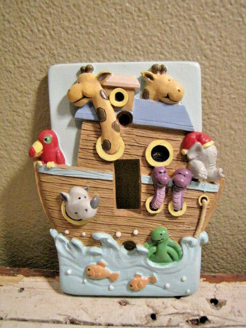 Noah's Ark Resin Light Switch Cover - Bible Story - vintage - early 1990's