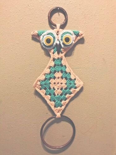 Macrame wall hanging woodland nursery baby girl decor vintage owl