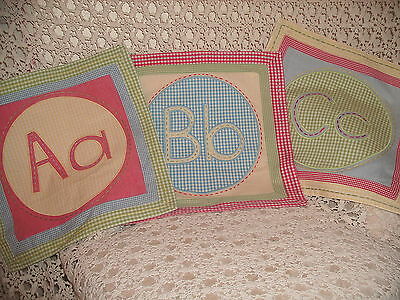 SHABBY COTTAGE POTTERY BARN KIDS ABC WALL HANGINGS CHIC x3