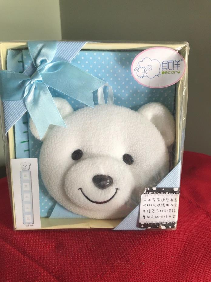 TEDDY BEAR Blue Child's Growth Chart/Picture Display Wall Hanging NIB by Pecore