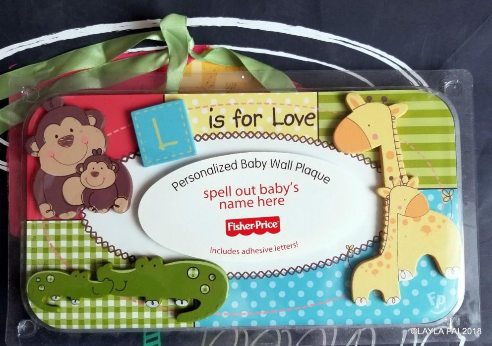 Fisher Price Personalized Baby Kid Wall Plaque Unisex Luv U Zoo Giraffe Boy Girl