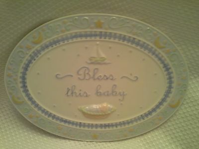 Bless This Baby Wall Plaque Amscan Ceramic Wall Hanger New Born Nursery Decor