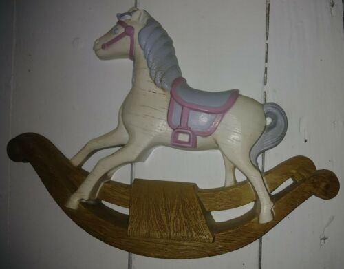 Burwood Products Rocking Horse Nursery Plaque Made USA 9½”H x 13W pink purple