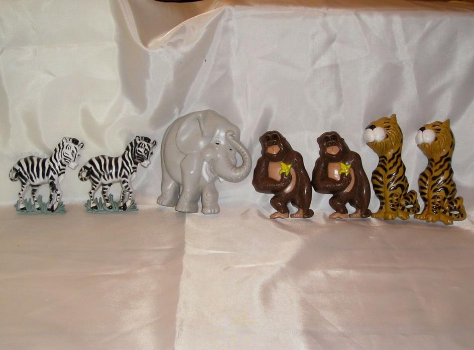 Lot of 7 Home Interiors Zebra, Elephant, Gorilla, Tiger Animal Wall Plaques