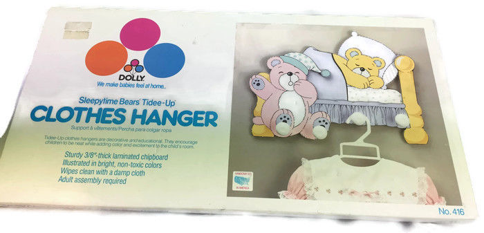 Dolly Sleepytime Bears Clothes Hanger Wall Vintage 1988 NOS