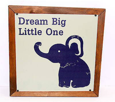 Dream Big Little One-NAVY BLUE with Elephant-Wall Decor-Nursery Ready