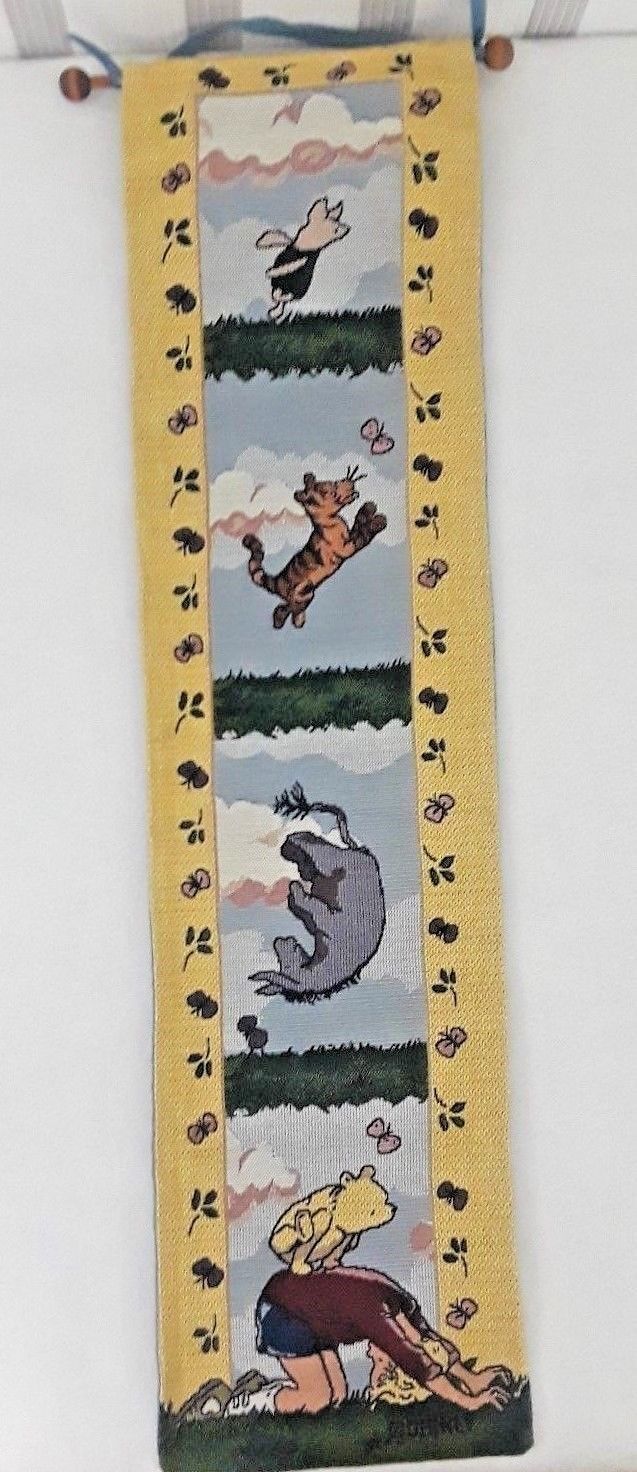 Vtg Classic Winnie the Pooh Nursery Tapestry Wall Hanging Leap Frog/Crown Crafts