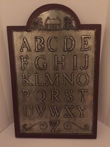 Alphabet Embossed Aged Tin Wall Hanging Plaque Nursery Decor Child's Room