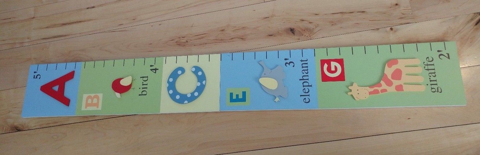 Children's Alphabet Height Wooden Wall Ruler - Ready to Hang - Fast Shipping!