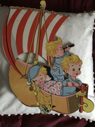Vintage Toy Co Wynkin, Blynkn, and Nod Nursey Colorful Wall Hanging