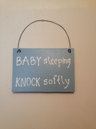 Baby Sleeping Knock Softly Handmade Blue, Nursery Sign, Baby Shower Gift