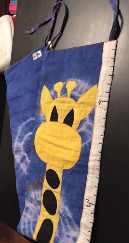 Jahbadi Giraffe Height Chart Batik Print Blue Yellow Made In Ghana Fabric