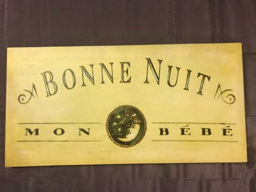 Vintage Bonne Nuit Canvas Wall Decor, French For Good Night My Baby