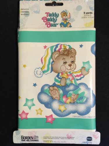 Teddy Beddy Bear Pre-Pasted Wallpaper Border 5 Yards Washable Nursery Bedroom