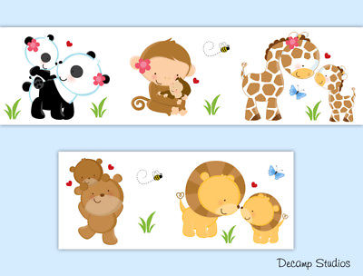 Safari Animals Nursery Decals Wallpaper Border Wall Art Sticker Kids Jungle Room