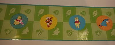 Disney WINNIE THE POOH Wallpaper Border Self Stick Tigger Nursery Baby Green