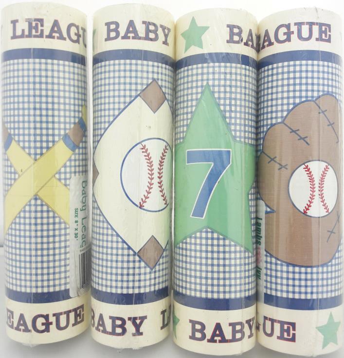 Wallpaper Border Lot Lambs & Ivy Baby League Baseball 4 Rolls Nursery Kids Room