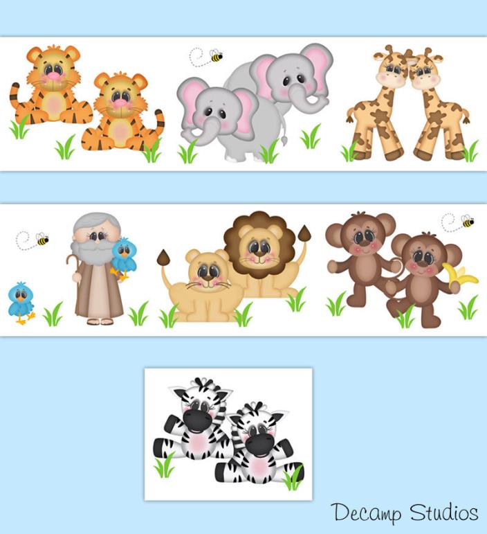 Noahs Ark Nursery Animals Decals Baby Wall Art Stickers Kids Safari Room Decor