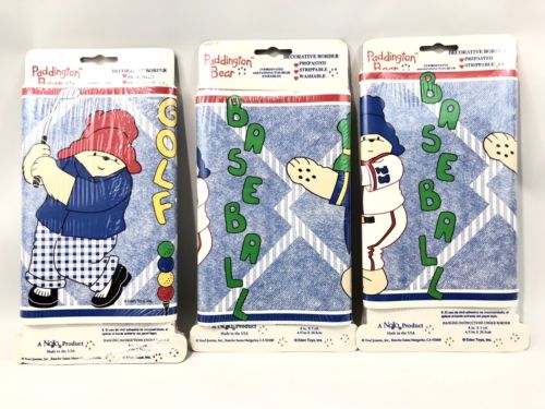 Vintage Paddington Bear plays Ball Wallpaper Border NEW  3 Packs  Of 5 YDs