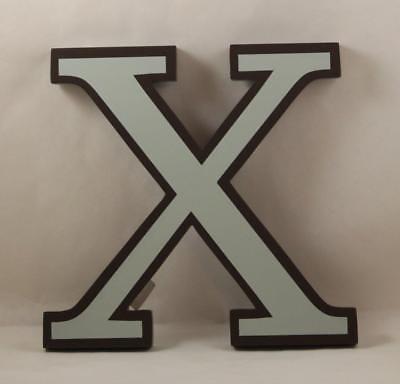 Restoration Hardware Decorative Wall Letter X Mint Green Brown Wood Large 9 Inch