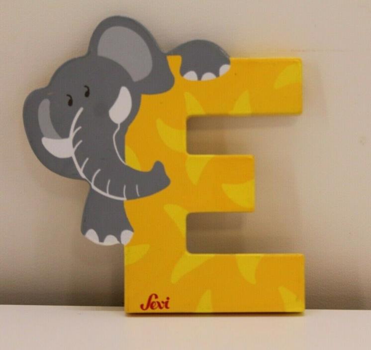 Sevi Painted Letter E for Elephant Yellow Animal Wooden Crocodile Creek small
