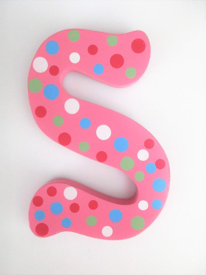 Kids Pink Polka Dot Wooden Wall Letter 