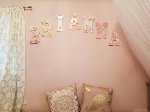 Room Wall Art Decor Letter Lettering Plaque Baby Gift Birthday Child Wood Paint