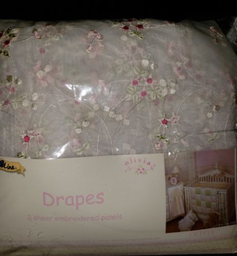 Vintage Boutique Kidsline Olivia One pack of 2 Embroidered Window Sheer Drapes