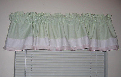 Lambs & Ivy Baby Toddler Curtain Valance Green Floral Lace Pink with Stripes
