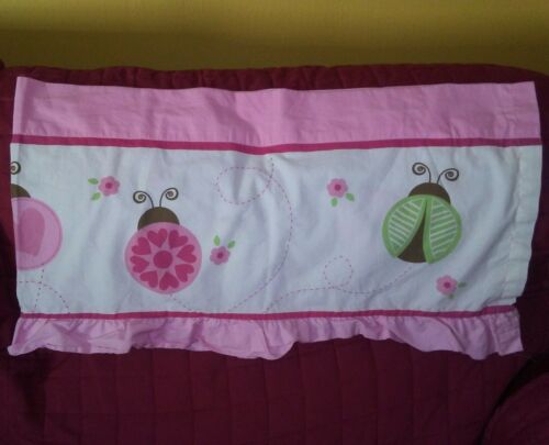 Circo Ladybugs Flowers Cotton/Polyester Window Valance White Pink Top & Ruffle