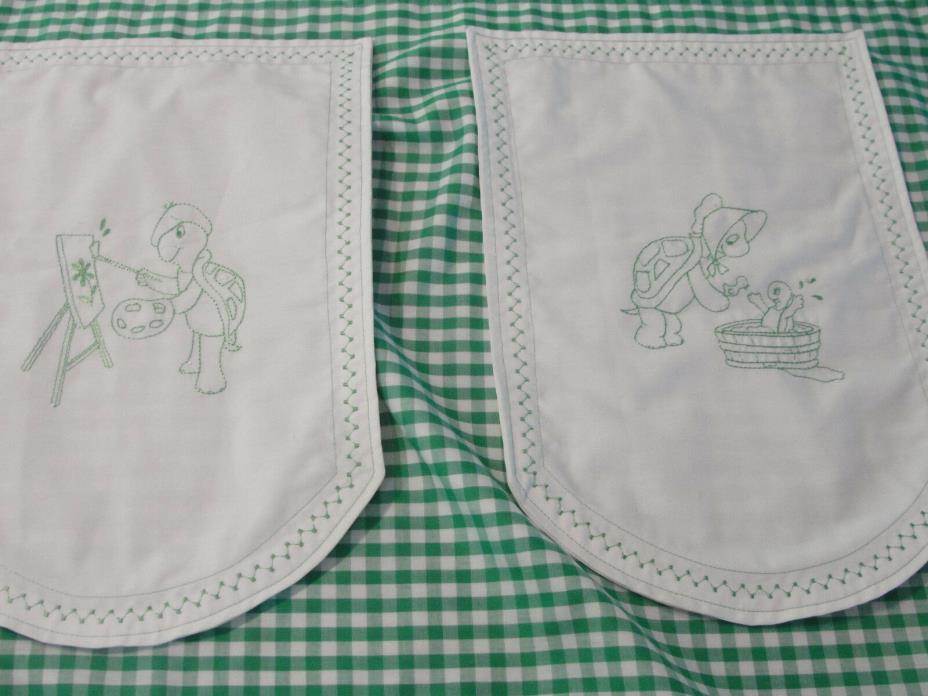 Set 2 Turtle Valance Nursery Baby Green Gingham 21